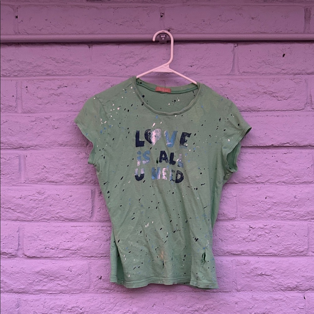 Y2K Vintage Forever21 Distressed Graphic T-Shirt with Love Print